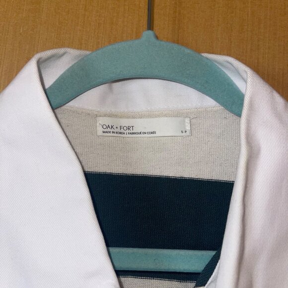 Oak Fort Womens Shirt Size Small Cream Oversized Rugby Striped Pure Cotton - Picture 8 of 9